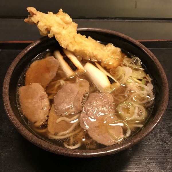 「【季節限定】鴨南蛮（￥500）＋海老天（クーポン）」@ゆで太郎 東邦医大通り店の写真