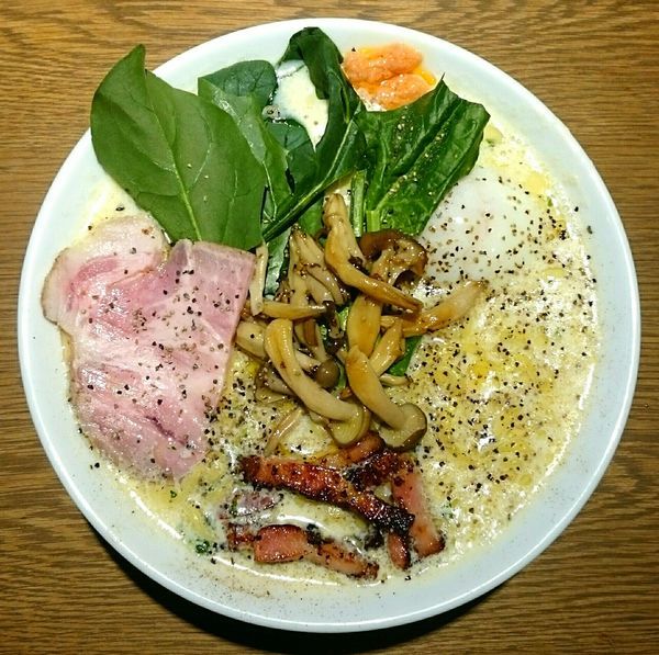 「豆乳カルボナーラ麺【限定】」@中華そば 二階堂の写真