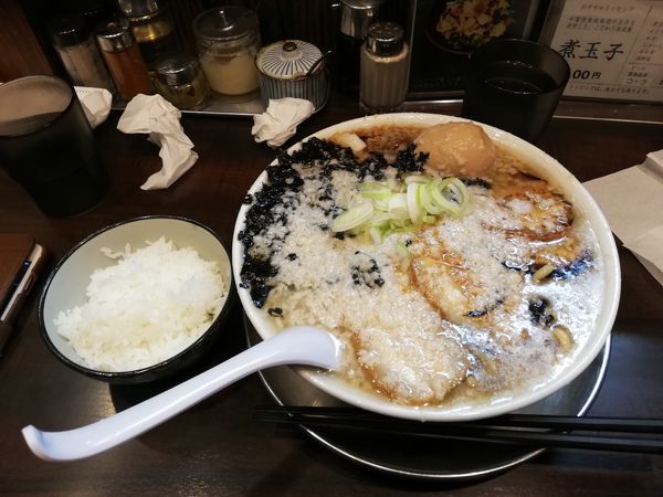 「特製中華そば(大盛り)＆小ライス」@らーめん潤 亀戸店の写真