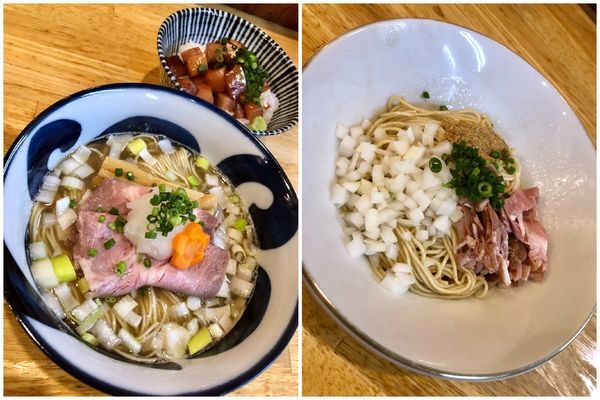 「【限定】鮪みぞれそば￥750＋ブリ丼￥400＋和え玉￥250」@寿製麺よしかわ 坂戸店の写真