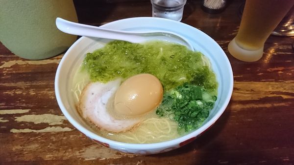 「まる玉らーめん あおさ 玉子入り」@らーめん まる玉 両国店の写真