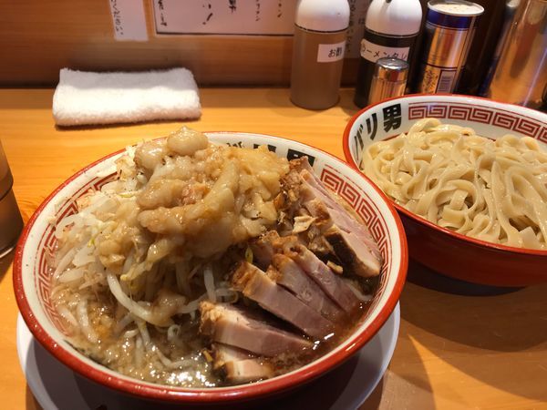 「つけ麺（全マシ）」@らーめん バリ男 神楽坂店の写真