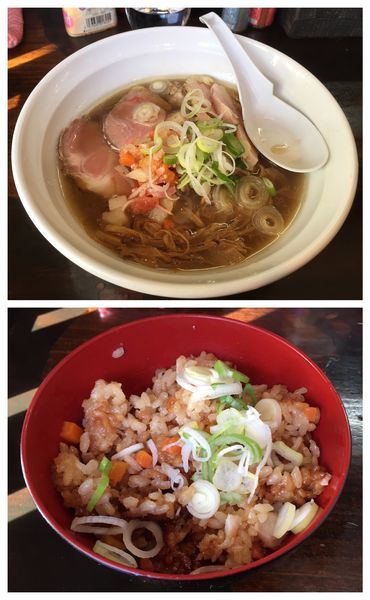 「【パルプンテ限定】海老ンゲリヲン＋チャーシュー＋炊き込み御飯」@濃麺 海月の写真