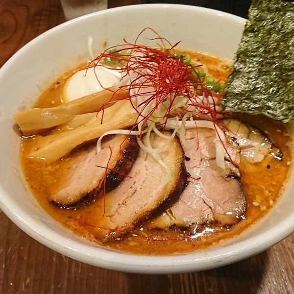 「海老味噌ラーメン 味玉 チャーシュー」@麺屋たつみ 喜心 狭山店の写真