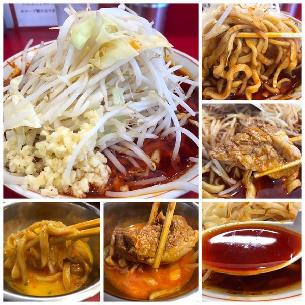 「辛いラーメン豚2枚 890円＋生卵 50円 ニンニク」@ラーメン英二の写真