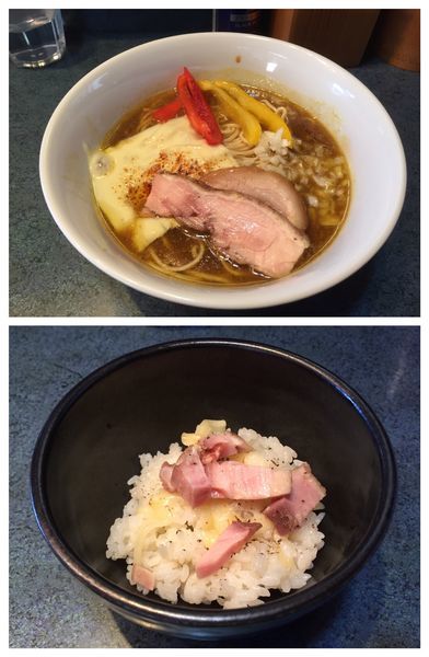 「【病み限定】加齢羅亜麺(特濃)SP追い飯付き＋チーズ」@とものもとの写真