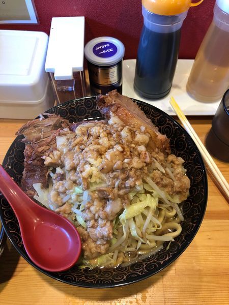 「小ラーメン 野菜ニンニク少なめ アブラ 豚1枚」@ラーメン ほしのの写真
