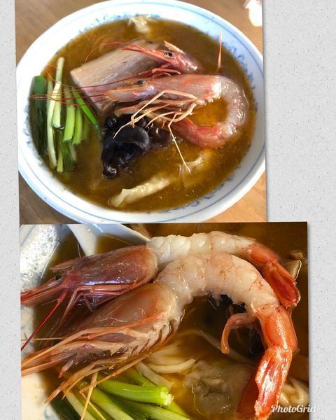 「C. 丸地鶏黄金スープにて 海老塩 海老蟹雲呑麺 ￥2000」@MENYA 食い味の道有楽の写真