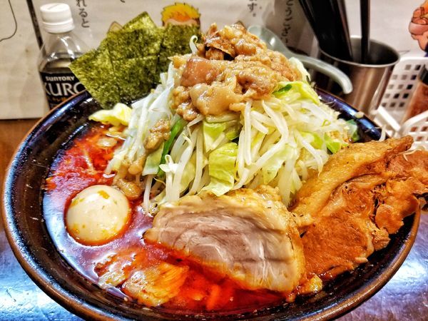 「辛いつけ味大ショウガw味玉」@麺屋 歩夢の写真