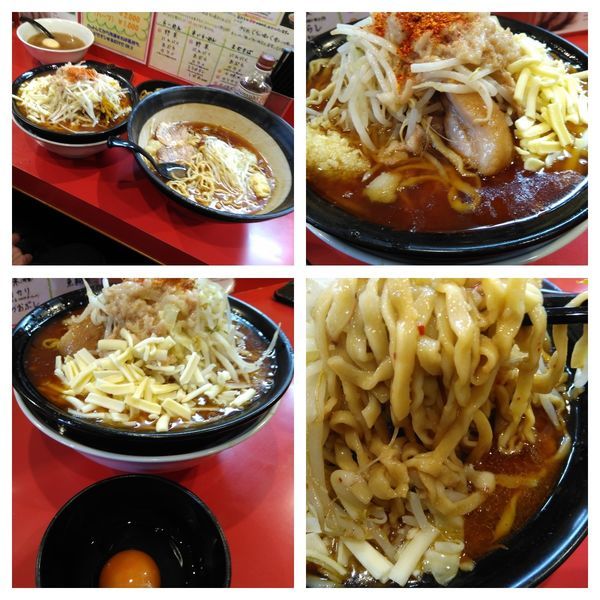 「辛いラーメン3辛500申請＋カレー＋生卵＋チーズ」@麺屋 桐龍の写真