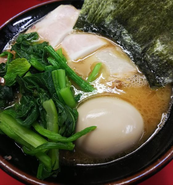 「ﾁｬｰｼｭｰ麺(青菜+味玉)&ﾗｲｽ」@田上家の写真