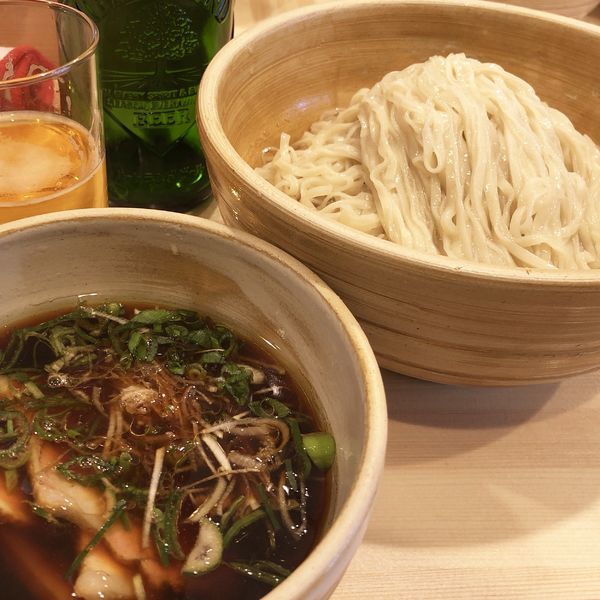 「鰹昆布出汁醤油つけ麺＋ビール」@迂直の写真
