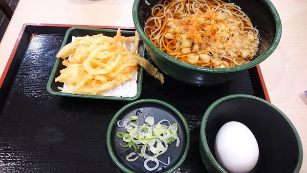 「朝そば 玉子 温泉玉子」@ゆで太郎 関内ベイスターズ通り店の写真