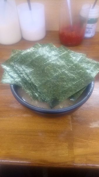 「ミニラーメン 海苔トッピング かため」@横浜家系ラーメン上々家の写真