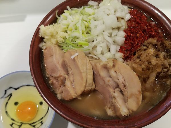 「スキヤキラーメン(大盛)＋生卵」@ハイパーファットンの写真