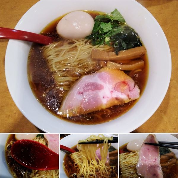 「醤油ラーメン(細麺)＋味玉＝880円」@麺屋 紅の写真