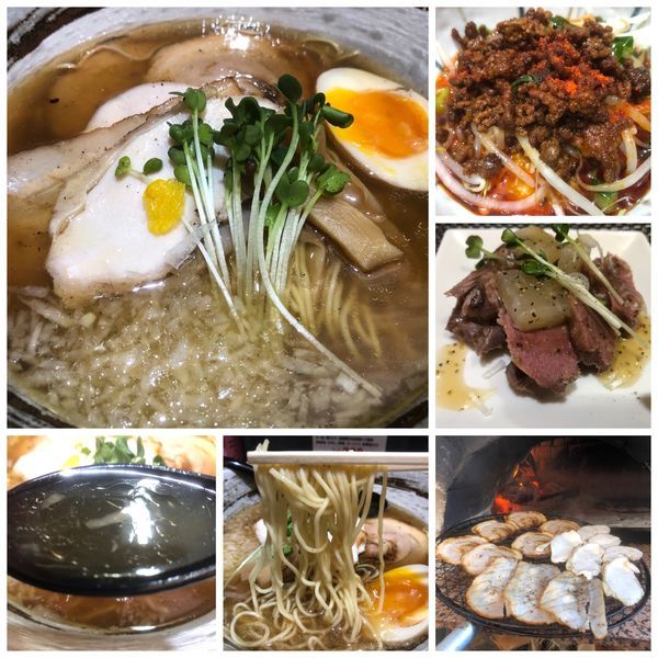 「石釜あご出汁麺980円四川坦坦ご飯300円牛タン300円」@西山屋の写真