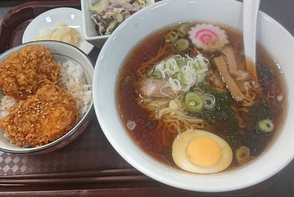 「ミニソースカツ丼セット560　ラーメンに変更＋200」@上州庵の写真