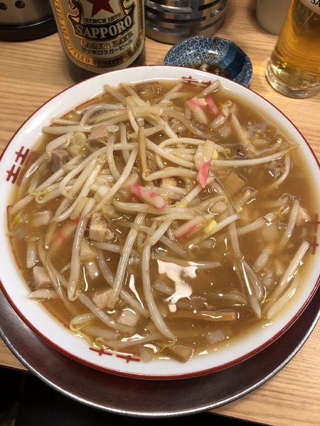 「もやしそば　850円＋ビール」@煮干そば 流。の写真