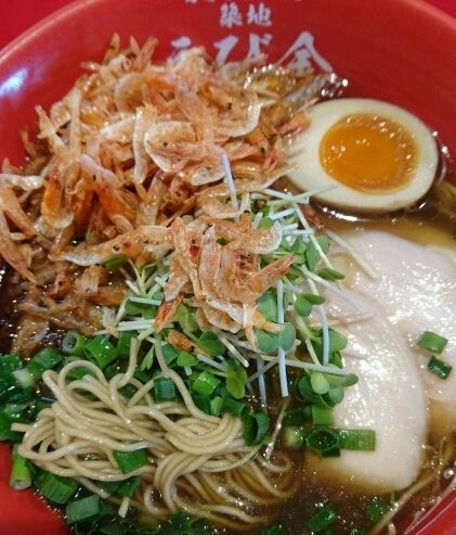 「海老そば+サクラエビ」@海老そば専門店 築地 えび金の写真