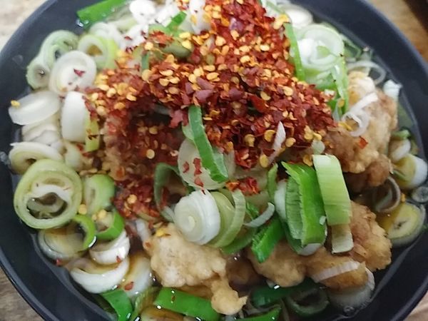 「ジャンボゲソそば　ネギ多め」@六文そば 日暮里第2店の写真