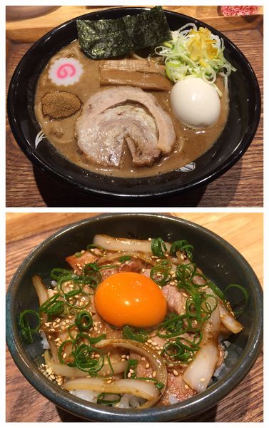 「半熟味玉中華そば比内地鶏卵【並】＋極上焼豚ごはん」@中華蕎麦 とみ田の写真