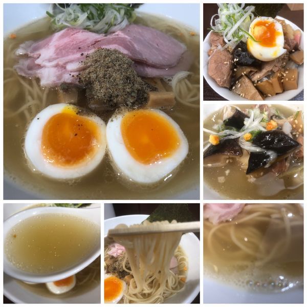 「【限定】鯖とウルメの塩ラーメン890円味玉豚五目飯390円」@中華そば うお青の写真