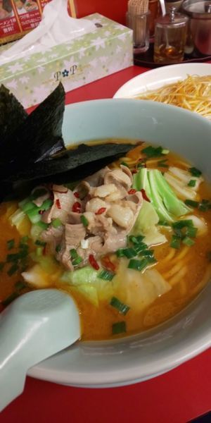 「牛もつ味噌ラーメン(900)+海苔(110)」@山岡家 狭山店の写真