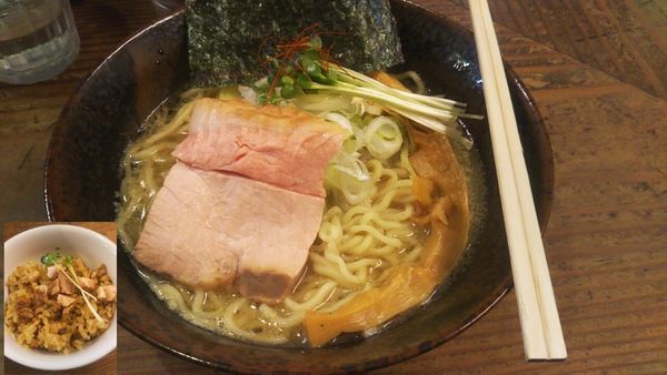 「牡蠣ソバ貝メシセット」@貝だしラーメン 貝ガラ屋の写真