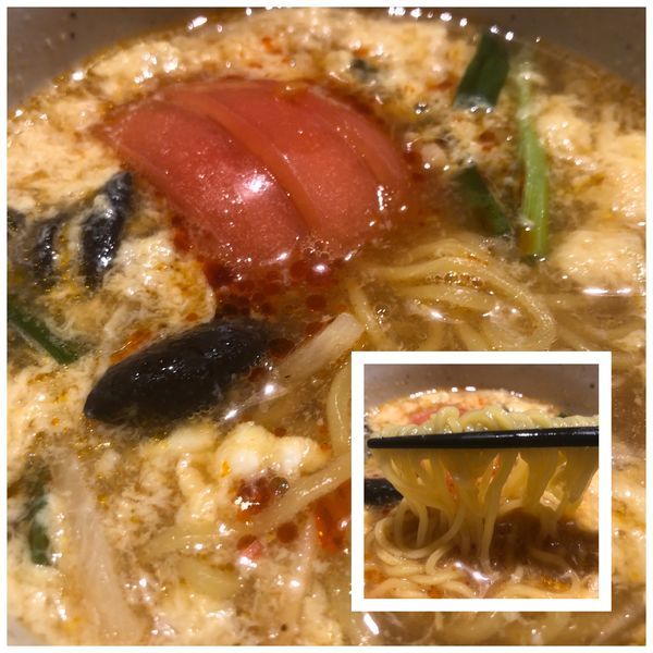 「黒香酢  トマト酸辣湯麺」@焼肉きんぐ 所沢店の写真