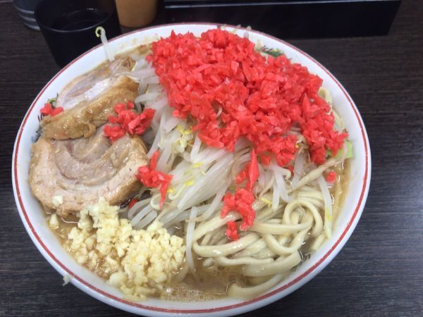 「小ラーメン(ニンニク)+限定(紅ショウガ)800円」@ラーメン二郎 川越店の写真