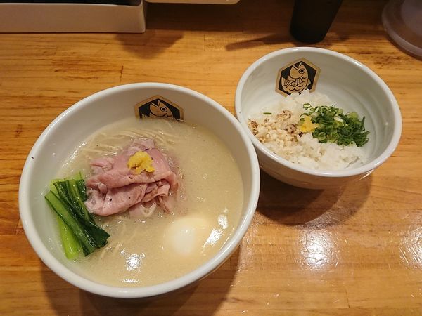 「味玉濃厚真鯛らーめん(大盛、雑炊)」@真鯛らーめん 麺魚の写真
