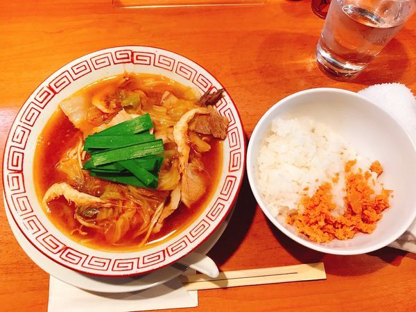 「辛みそラーメン&鮭まぶしご飯セット」@食堂酒場 Graciaの写真