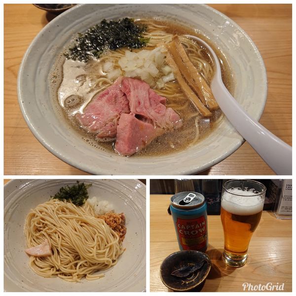「煮干らぁ麺 味付き替え玉 クラフトビール」@麺屋 さくら井の写真
