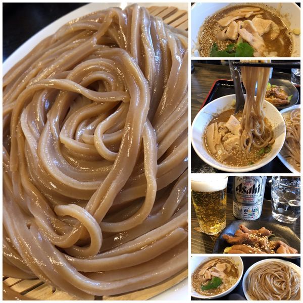 「肉そば（小）＋モツ旨辛煮＋ビール」@自家製うどん うどきちの写真