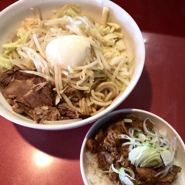 「まぜそば＋どてめし（小）」@麺屋しのはら 三日月食堂の写真