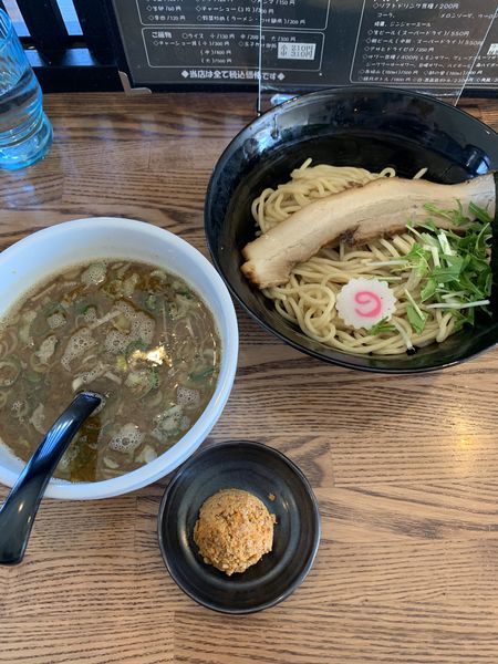 「辛肉つけ麺」@麺空の写真