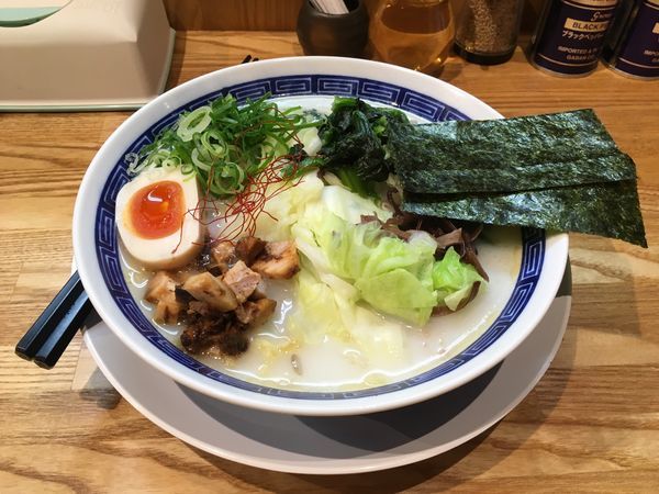 「中華そば 豆乳 ＋野菜盛り」@中華そば もり川の写真