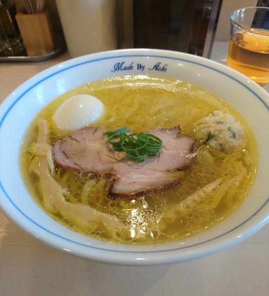 「塩らーめん 平打ち縮れ麺 味玉 和え玉」@中華蕎麦 あお木 secondの写真