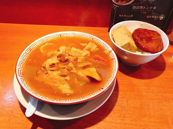 「ポークカレーラーメン&出汁巻・さつま揚げ御飯セット」@食堂酒場 Graciaの写真