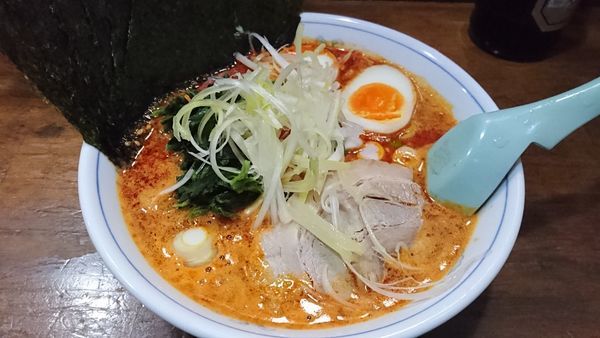 「辛シビラーメン味噌 7辛3シビ 味玉」@横浜家系ラーメン 精一杯の写真