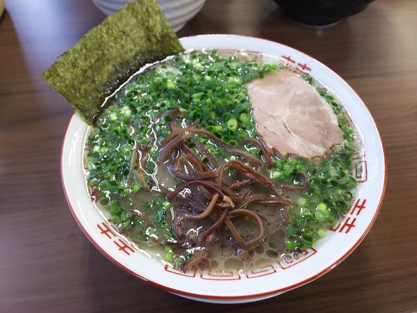 「ねぎらーめん+豚とまと」@博多長浜らーめんもりやの写真