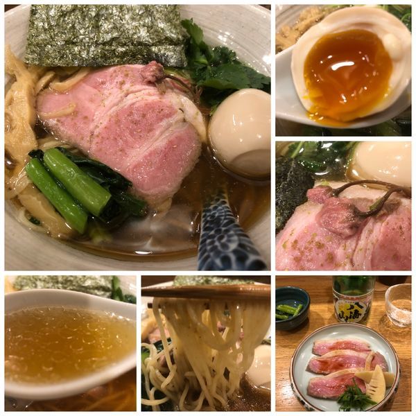 「山椒味玉白醤油そば800円鴨胸肉300円八海山600円」@中華そば きなりの写真