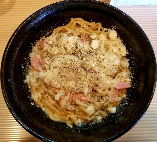 「みそボナーラまぜそば」@ラーメン ポール亭の写真