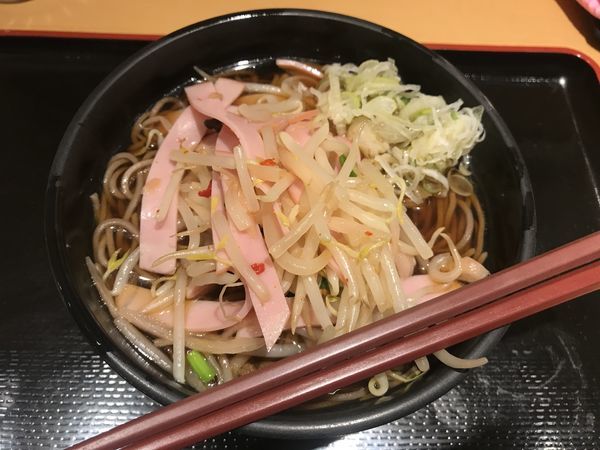 「新生姜とモヤシのナムル風そば【450円】」@よもだそば 日本橋店の写真