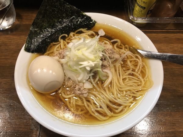 「鶏醤油かけらぁ麺(生姜鶏そぼろ乗せ)」@Soupmenの写真