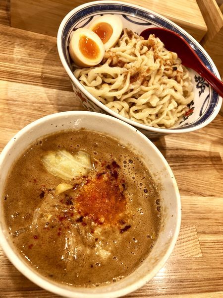 「【限定】エビ味噌つけ麺￥900＋味玉￥100」@くじら食堂 nonowa東小金井店の写真