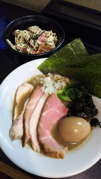 「特製濃厚そば＋和え玉（醤油）＋チャーマヨめし」@麺処 晴の写真