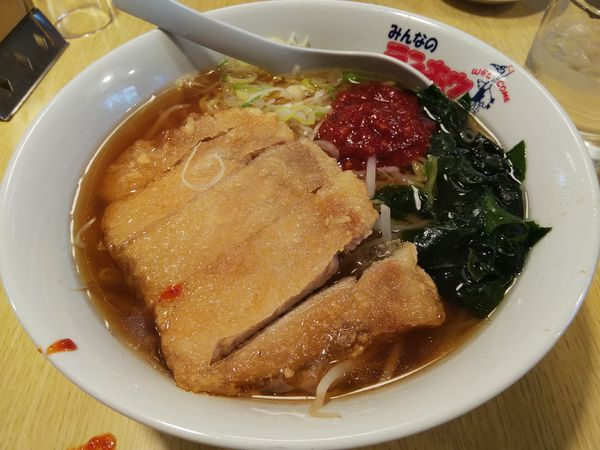 「肉揚げラーメン　※特製豆板醤カスタマイズ」@テンホウ 松本渚店の写真