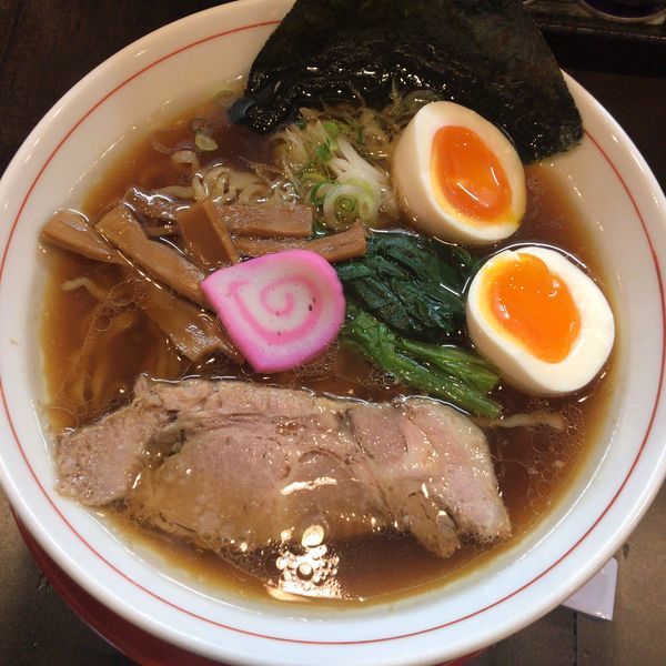 「中華そば（醤油）750円+味玉」@まるふじ食堂の写真